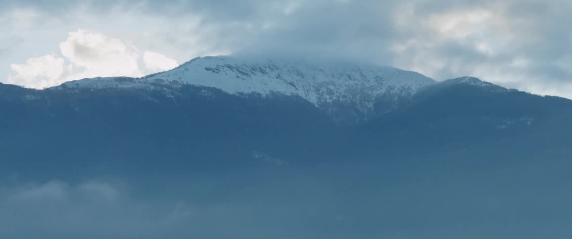 Snowy, foggy mountain