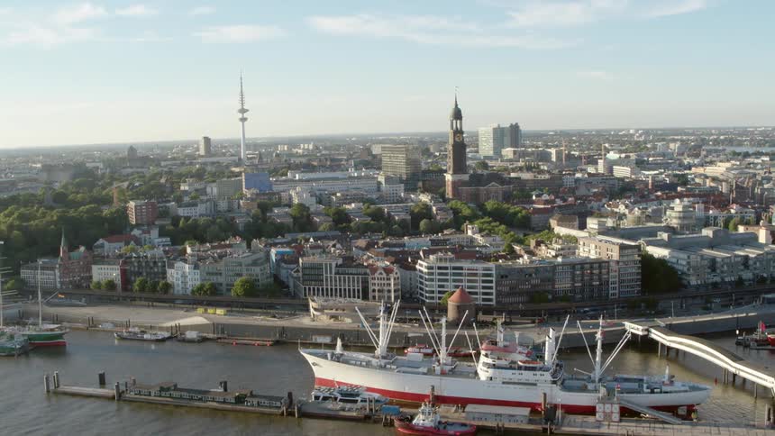 Aerial view of city Hamburg