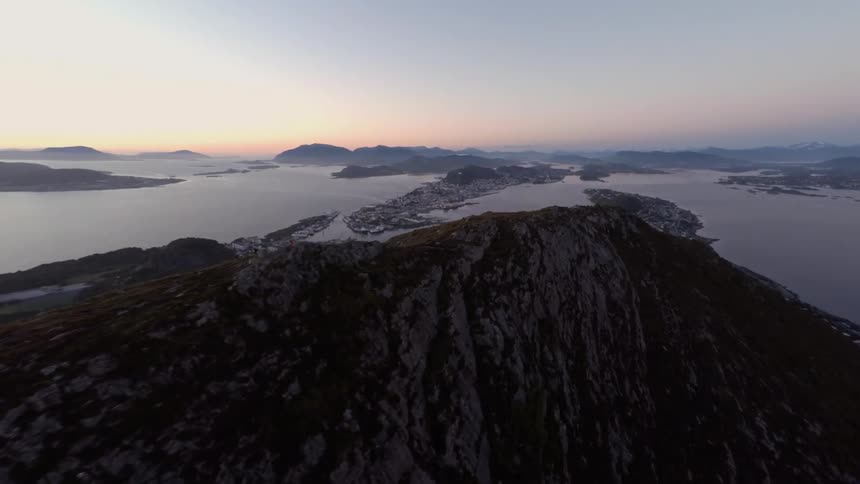 Aerial view of a mountain range