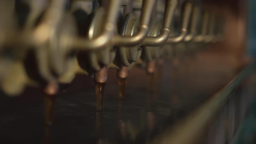 Liquid pouring out of taps