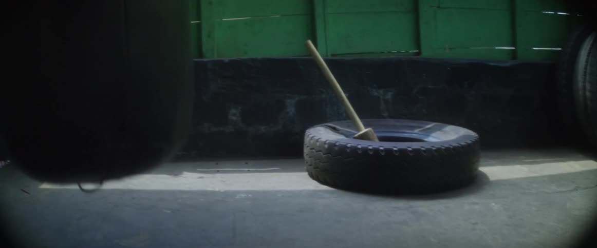 Tire on cement floor