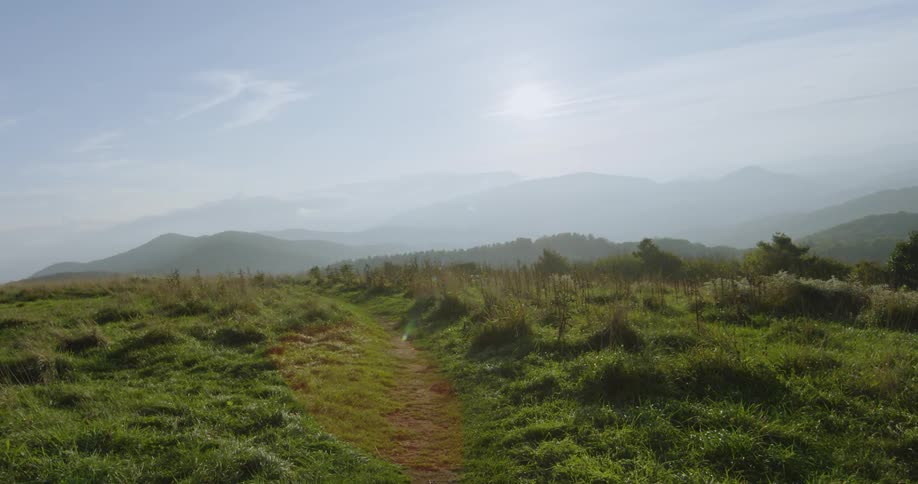 Aerial view of grassy fields near mountains