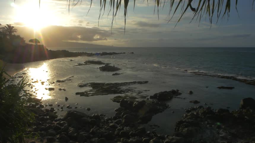 A rocky coast at dawn