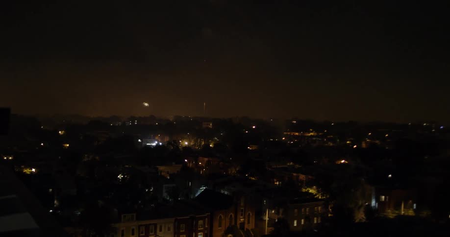 Fireworks begin to shoot into the night sky