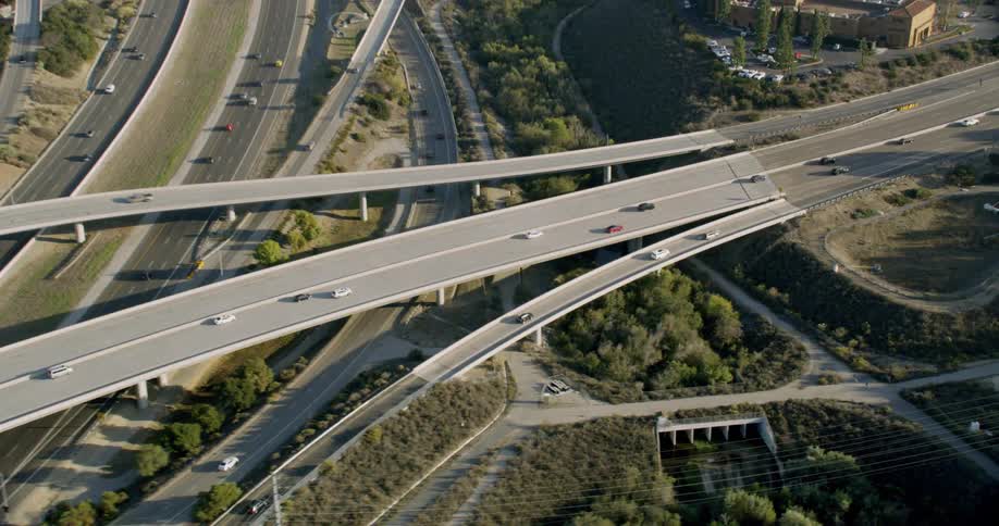 Traffic travels over the overpass