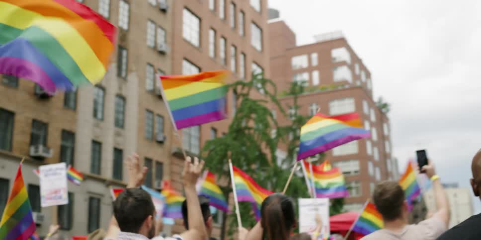 People march in a gay pride parade