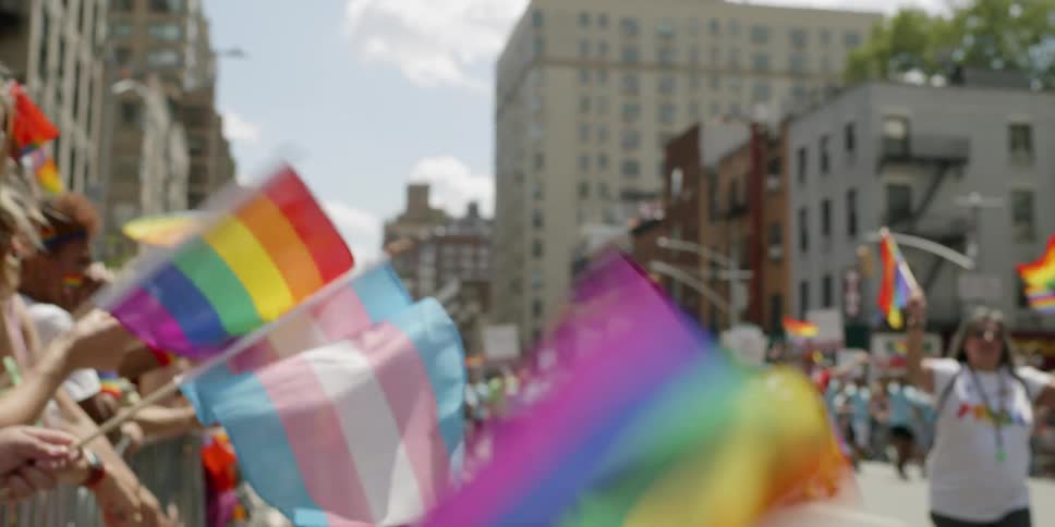 People march in a pride parade