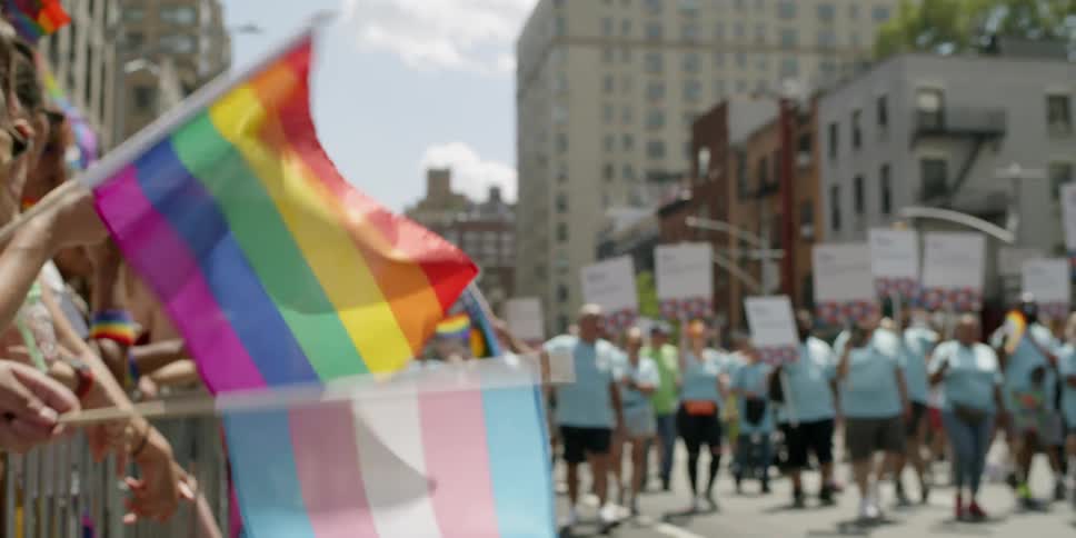People march in a gay pride parade