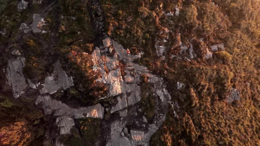 Aerial view of a person  walking