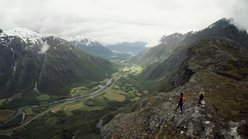 Aerial view of a mountain range