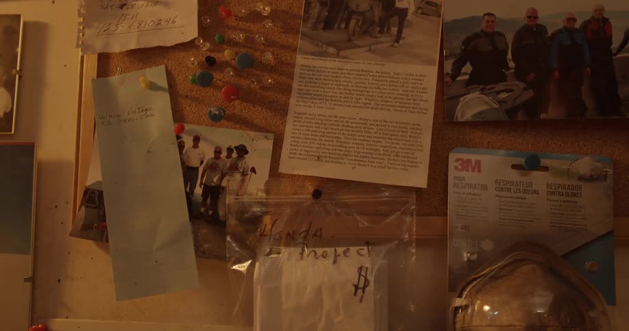 Stick pins hold papers to a bulletin board