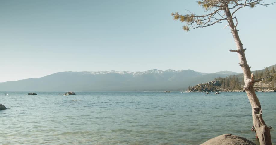 Water ripples on a mountain lake