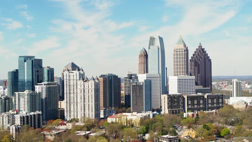 Large city with many tall skyscrapers