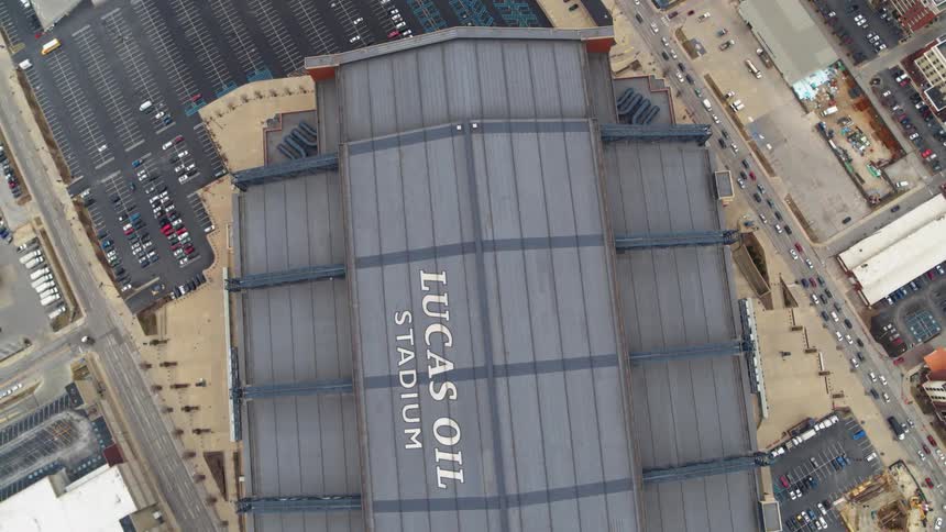 The stadium has a large sign on top