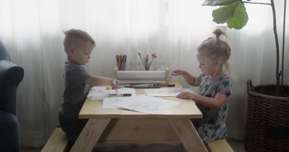 Kids coloring at home