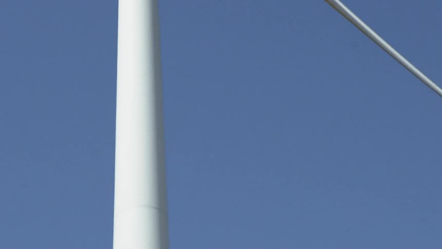 Blades spin on a wind turbine