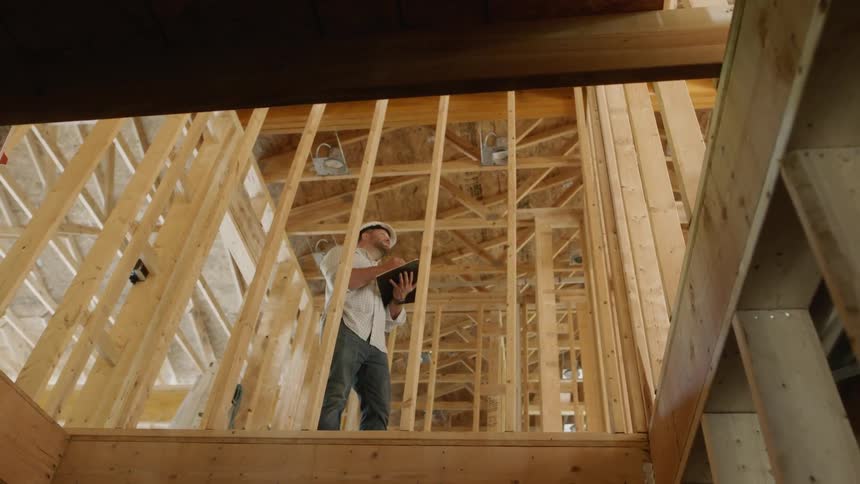 A man works at a construction site