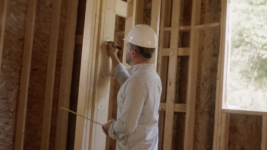 Man Looks At Blueprints For A Construction Site