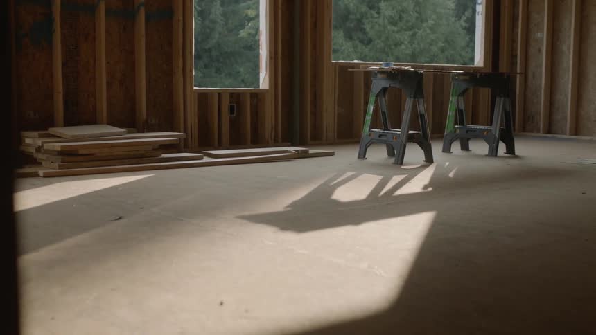 Man Looks At Blueprints For A Construction Site