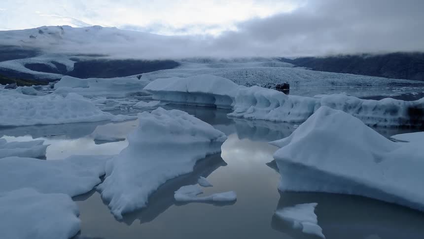 The ice is leading to the mountains ahead