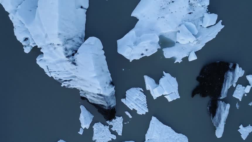 The water below is full of ice