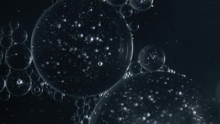 Bubbles are suspended in water
