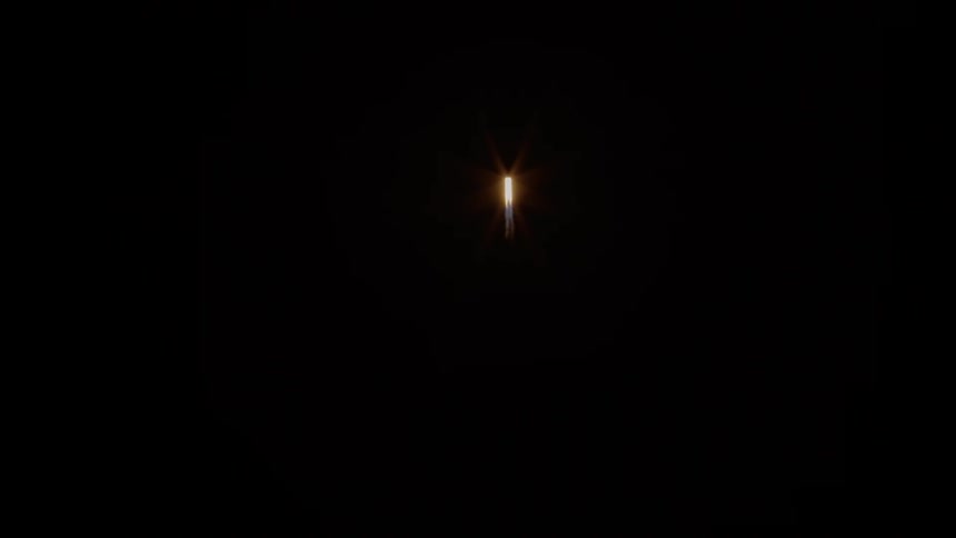 A firework is shot into the night sky