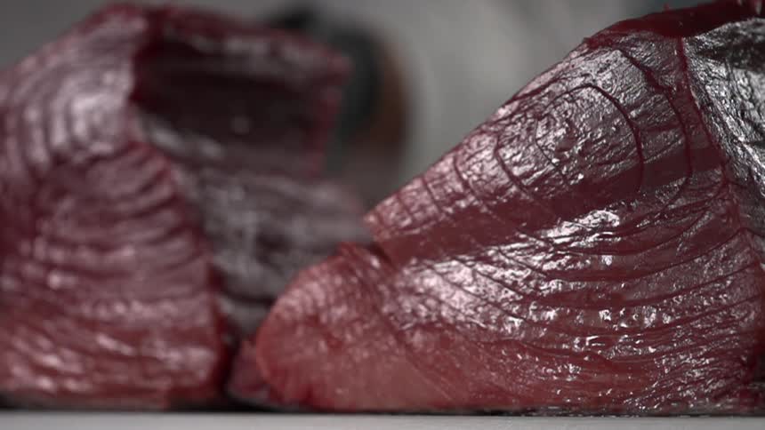 Large cuts of tuna steak