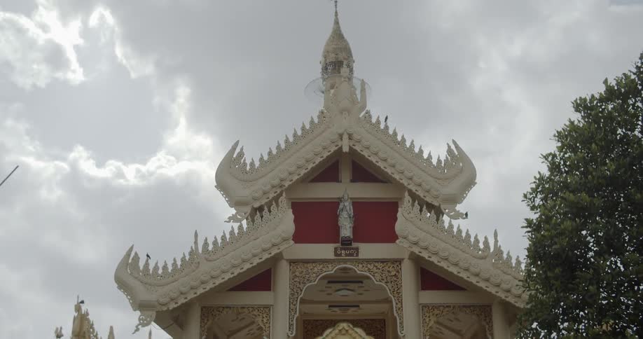 The tiered and ornate roof of a temple