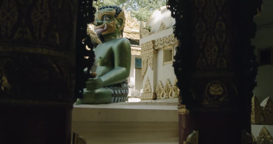 A statue is displayed on a palace site