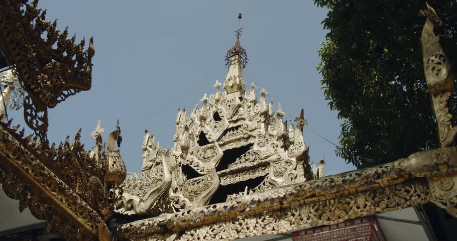 An ornate building towers overhead