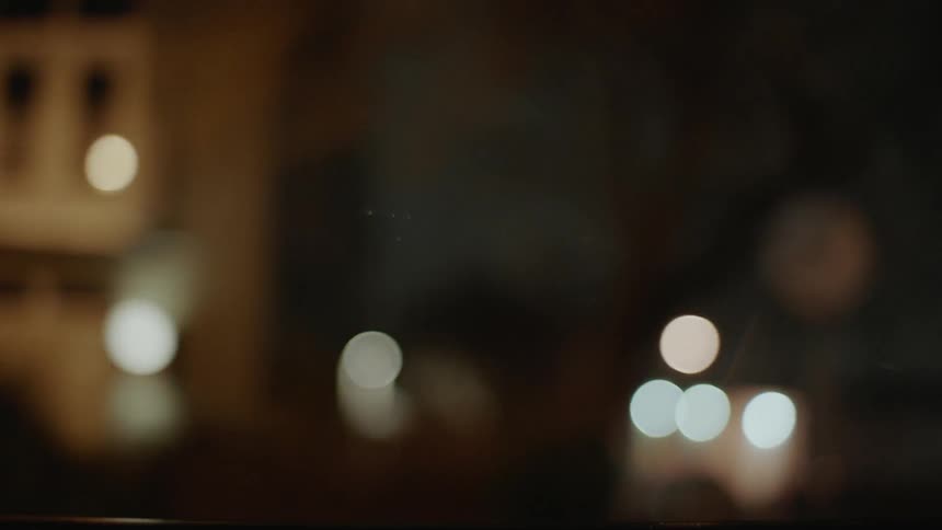 Lights and buildings in a city at night