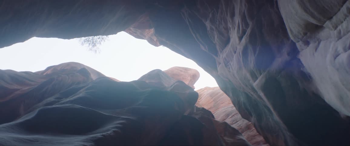Curved walls of a canyon on a sunny day