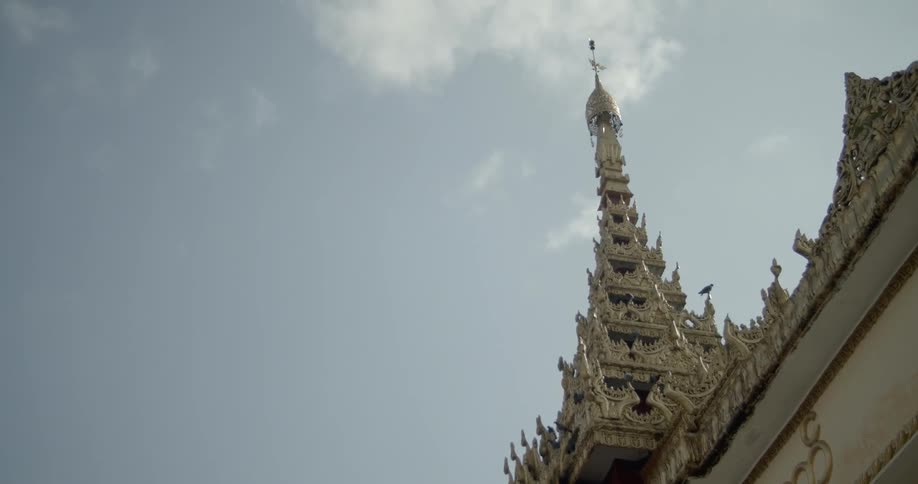 Temple steeple in foreign city