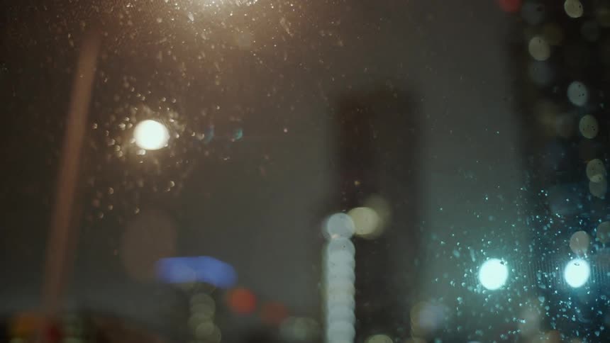 Lights shine in the dark city