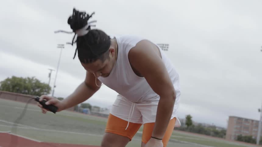 An athlete catches his breath