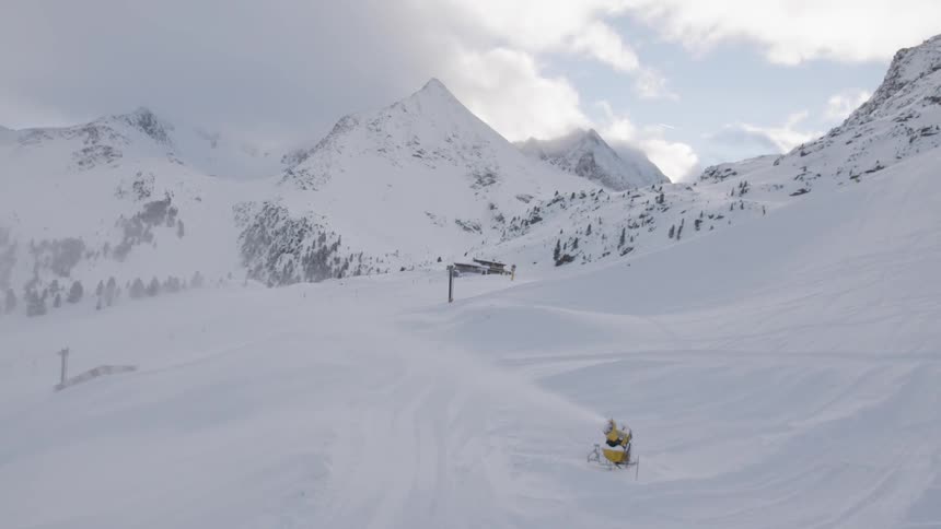 Chair lifts operate at a ski resort