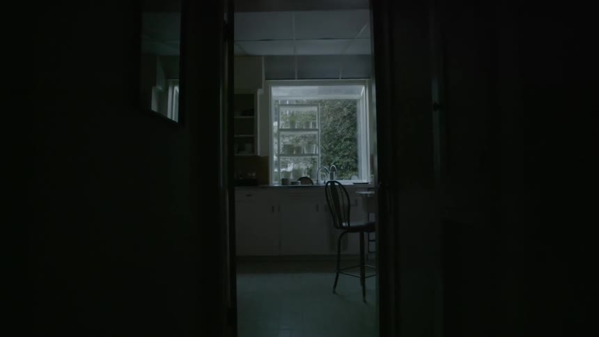 A kitchen in a dim house in the day time