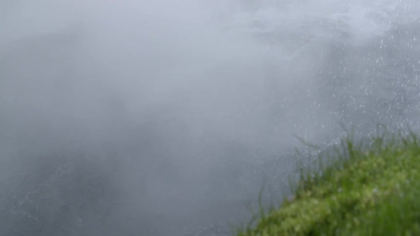 Mist sprays over the ground