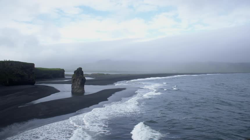 View of a beach on a cloudy day