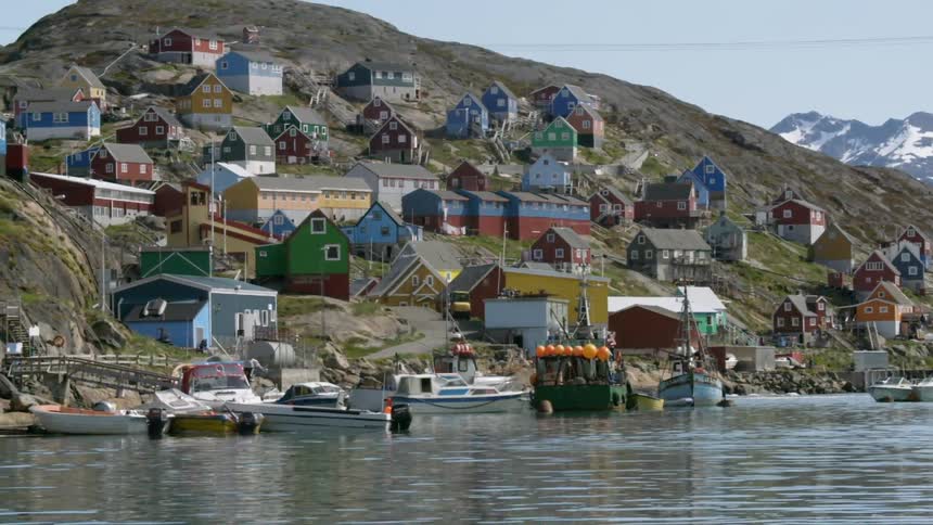 A seaside village on a sunny day