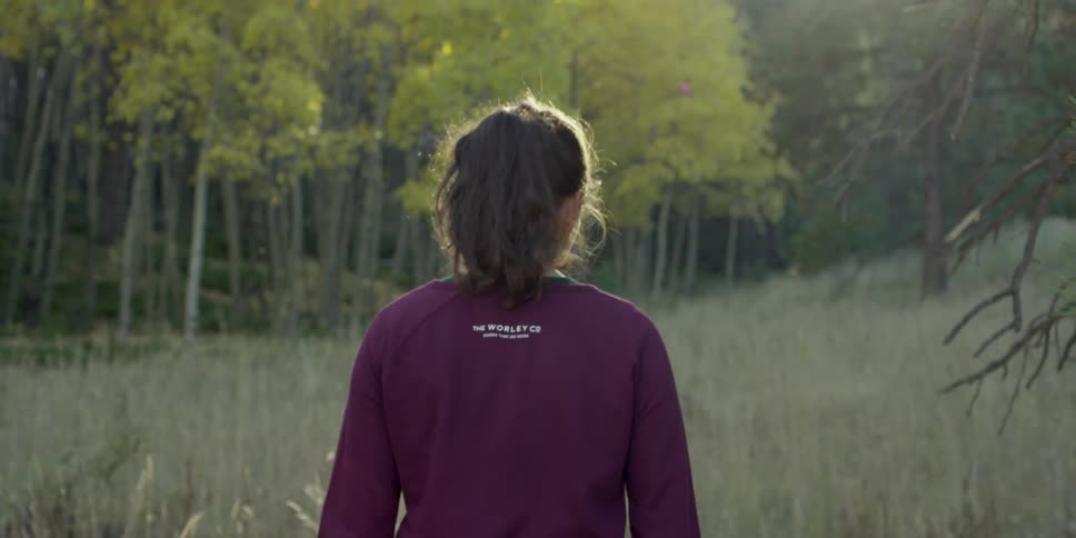 A person walking in the woods