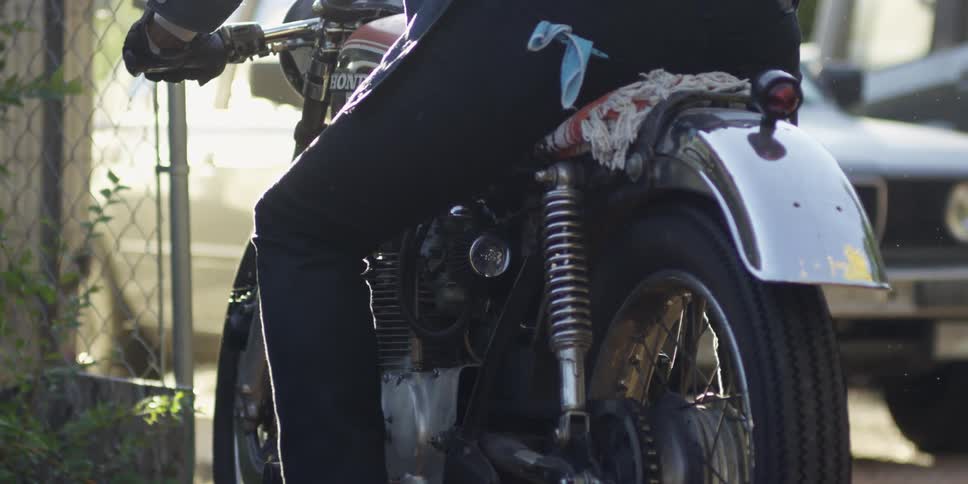 A person on a motorcycle