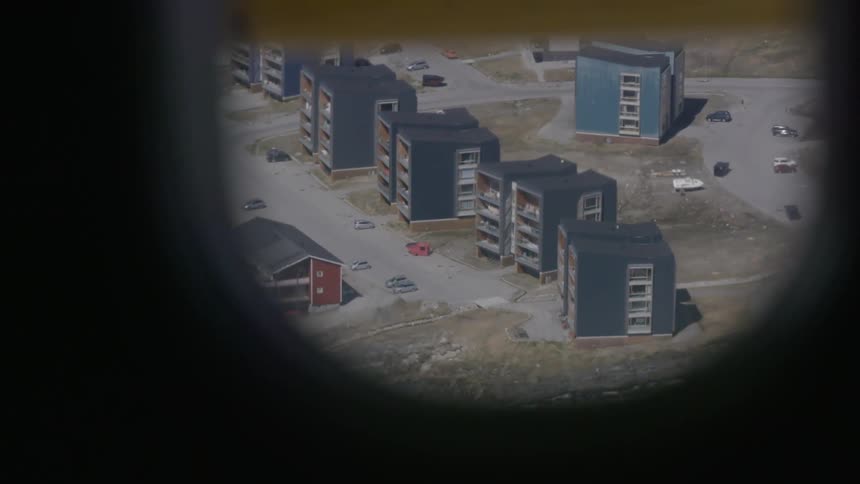 View of building from an airplane window