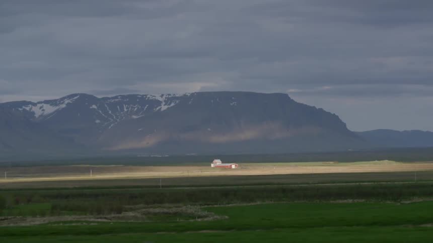 Landscape near a mountain on an overcast day