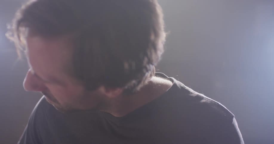 A man plays on the drum set