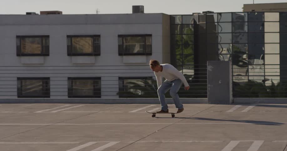 Man Skateboarding Around Los Angeles