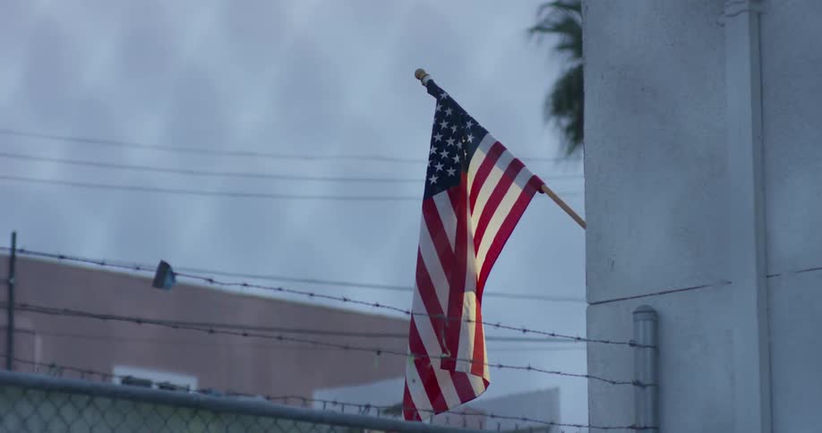 The flag is past the fence