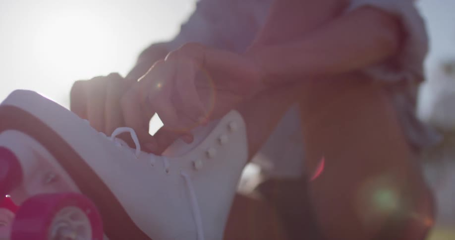 Woman Rollerblading Around Beach