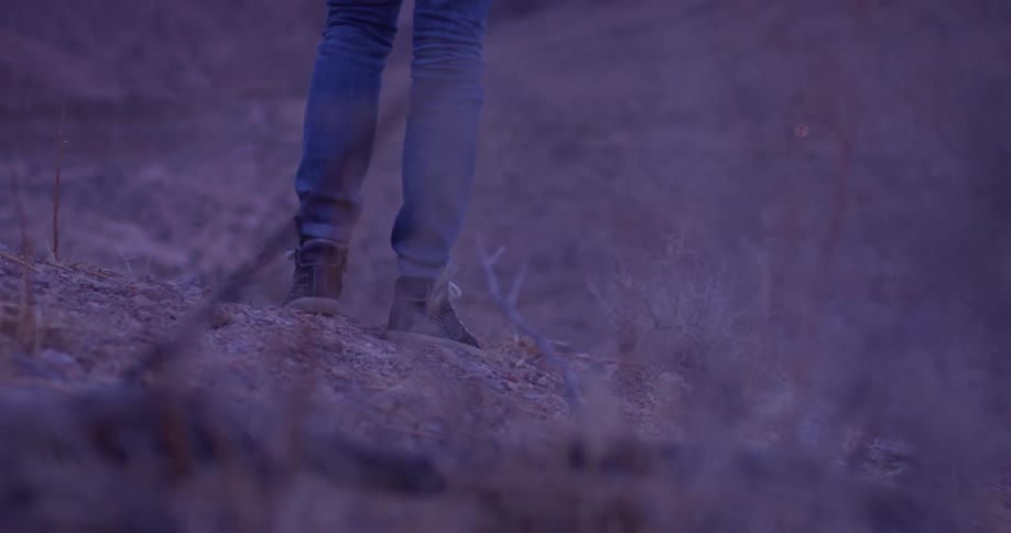 A person is standing on the dirt ahead